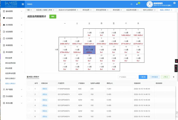 江苏某电子与通信-电子元器件行业项目WMS界面